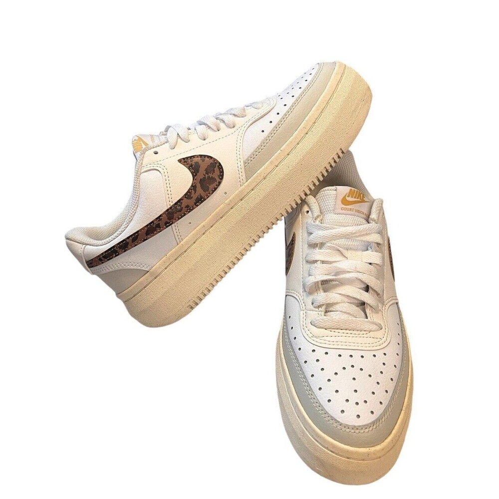 Nike Court Vision Alta‎ Platform Shoes White Leopard DO2791 100 Women's Sz 9.5